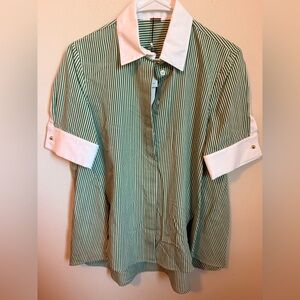 Adam Lippes TRAPEZE SHIRT IN STRIPE SHIRTING
KELLY Green and White Striped Shirt